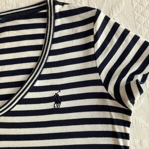 Ralph Lauren Navy and White Striped Tee